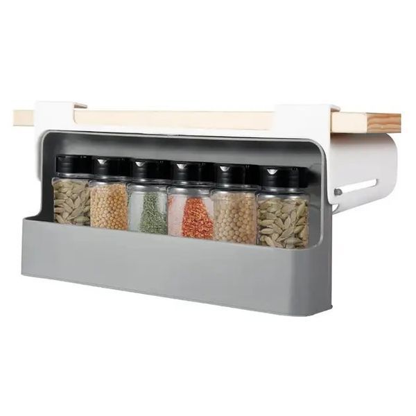 Органайзер для спецій Under-shelf spice rack з висувним механізмом для зручного зберігання 0800 фото