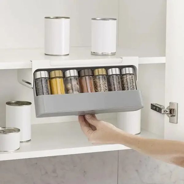 Органайзер для спецій Under-shelf spice rack з висувним механізмом для зручного зберігання 0800 фото