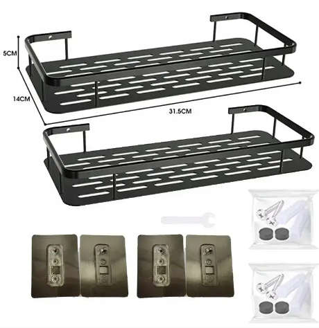 Самоклеящаяся металлическая полка для ванной или кухни Bathroom shelf (31,5x14x5 см) 0651 фото