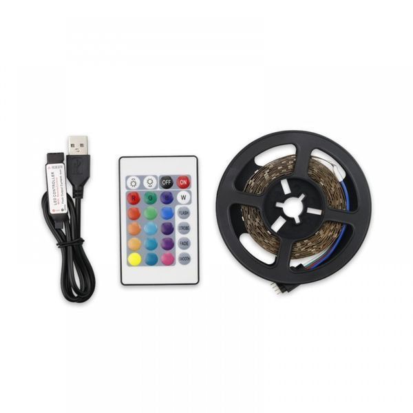 Светодиодная лента с пультом TV LED Strip CB-5050 RGB USB 5 метров 0506 фото