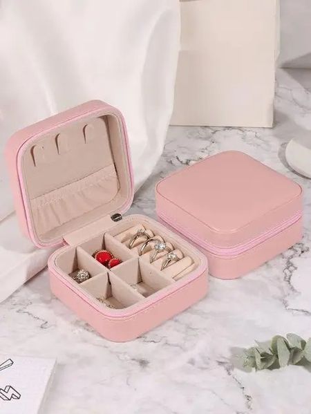 Шкатулка для хранения украшений PINK с мягкой подкладкой и отделениями для аксессуаров 0802 фото