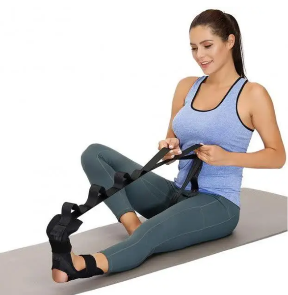 Ремень тренажер для растяжки и йоги yoga stretch strap band с фиксатором для стопы 0213 фото