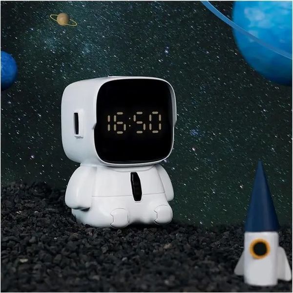 Годинники дитячі настільні Robot Clock електронні з підсвіткою, будильником та звуковим сигналом 0909 фото