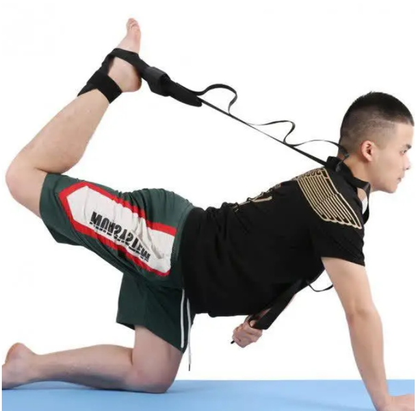 Ремень тренажер для растяжки и йоги yoga stretch strap band с фиксатором для стопы 0213 фото