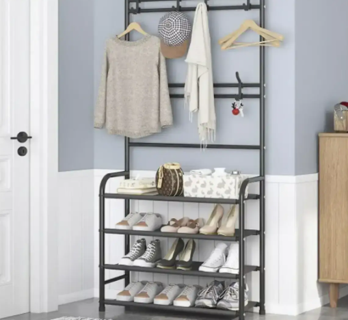 Підлогова вішалка для одягу та взуття New simple floor clothes rack (60 х 29.5 х 151 см) 0388 фото