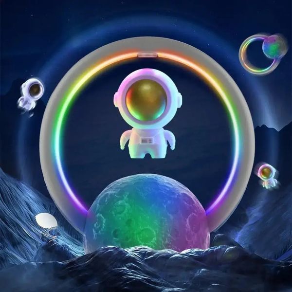 Нічник Bluetooth колонка Космонавт на Місяці з RGB підсвіткою та бездротовим підключенням музики 0859 фото