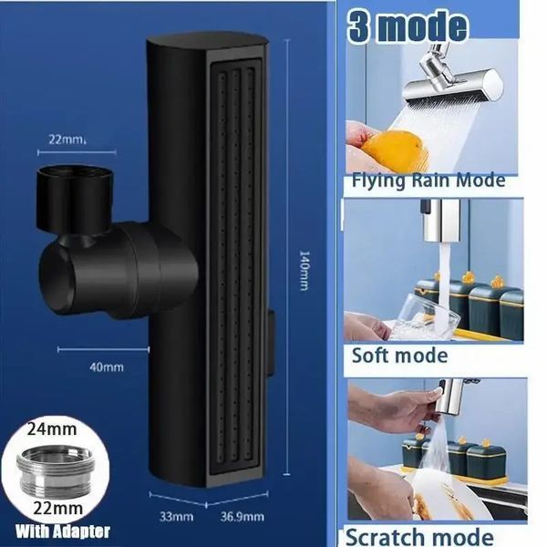 Насадка на кран змішувача водозберігаюча універсальна A-Plus SHOWER HEAD Водоспад аератор 3в1 0912 фото