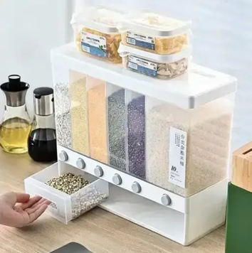 Прозорий органайзер диспенсер для круп на 6 секцій Assorted Grain Rice 0580 фото