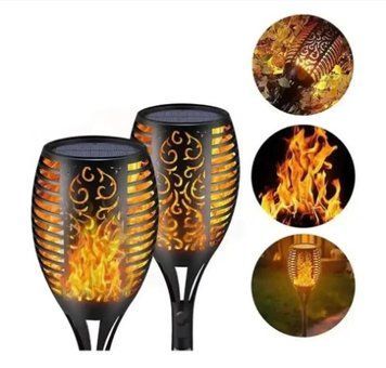 Вуличний ліхтар на сонячній батареї з ефектом полум'я Solar flame led light sensor activated 52 см 0011 фото