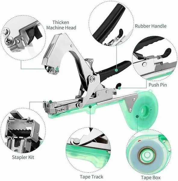 Степлер Tape Tool инструмент садовый для подвязки побегов цветов кустов деревьев растений 0913 фото