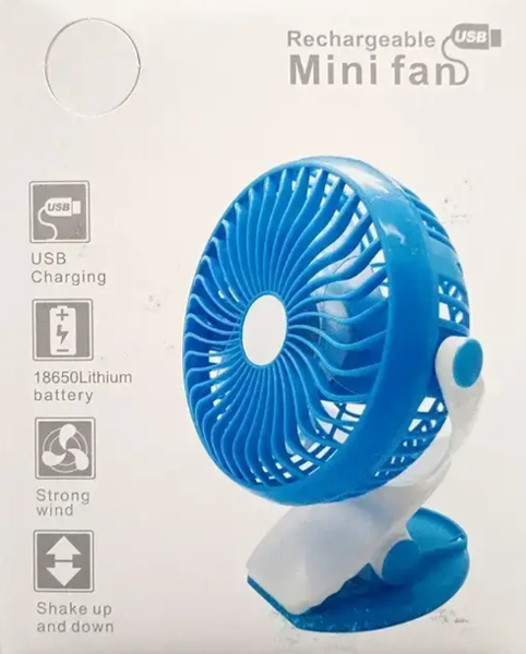 Акумуляторний міні вентилятор з прищіпкою Mini fan ML F168 0658 фото