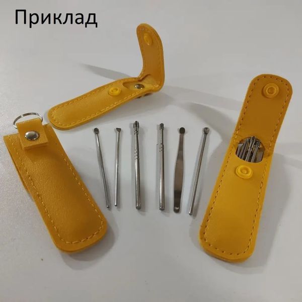 Инструменты металлические для чистки ушей портативный набор из 6 инструментов в чехле 0914 фото