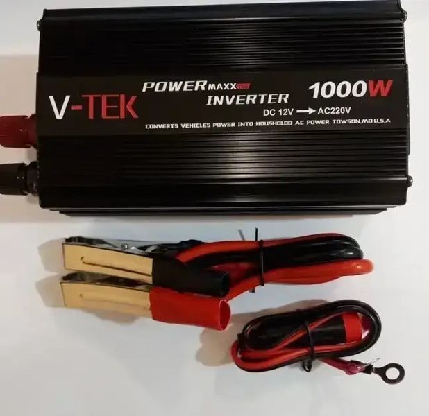 Інвертор автомобільний VTEK SSK-1000W 12V-220V з захистом від перевантаження та USB 0863 фото