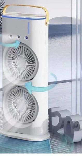 Двоярусний підлоговий вентилятор з функцією розпилення води Double-Ended Spray Fan 0947 фото