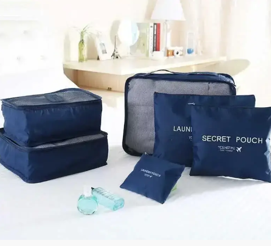 Набір сумок-органайзерів для зберігання речей Secret Pouch 6 шт, Темно-синій колір 0080 фото