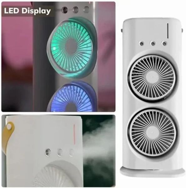 Двоярусний підлоговий вентилятор з функцією розпилення води Double-Ended Spray Fan 0947 фото