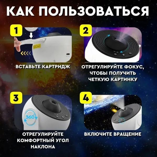 Нічний проектор зоряного неба Galaxy Projector для дитячої кімнати з дванадцятьма режимами 0846 фото