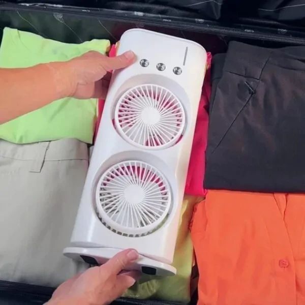 Двоярусний підлоговий вентилятор з функцією розпилення води Double-Ended Spray Fan 0947 фото