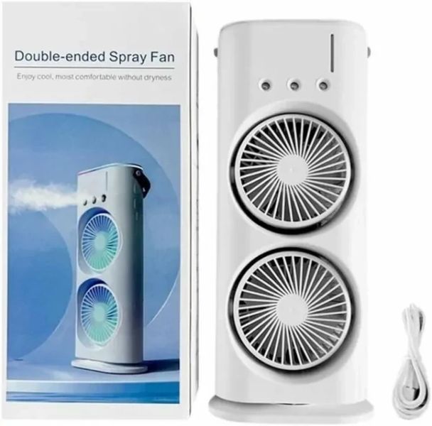 Двоярусний підлоговий вентилятор з функцією розпилення води Double-Ended Spray Fan 0947 фото