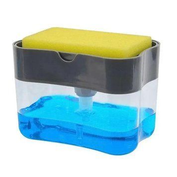 Диспенсер Soap Pump з підставкою для губки компактний зручний для кухні сірого кольору 0809 фото