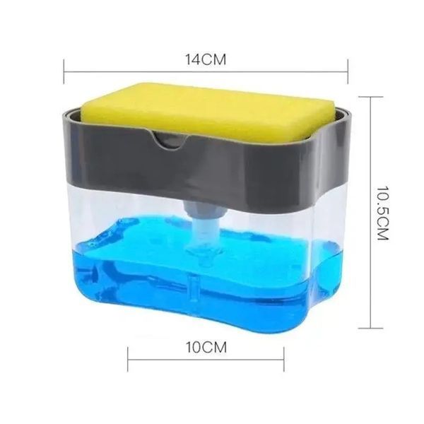 Диспенсер Soap Pump з підставкою для губки компактний зручний для кухні сірого кольору 0809 фото