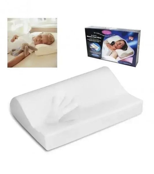 Ортопедична подушка Memory Pillow 50x29x10/7 см з ефектом пам'яті біла гіпоалергенна 0810 фото