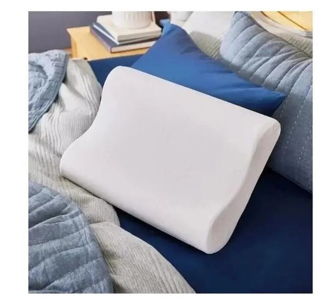 Ортопедична подушка Memory Pillow 50x29x10/7 см з ефектом пам'яті біла гіпоалергенна 0810 фото