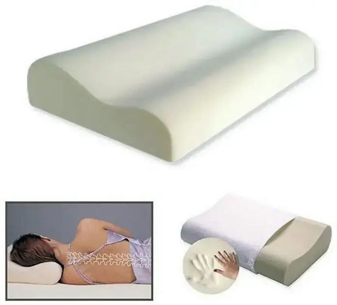 Ортопедична подушка Memory Pillow 50x29x10/7 см з ефектом пам'яті біла гіпоалергенна 0810 фото