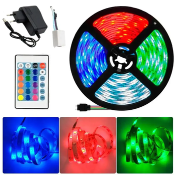 Світлодіодна стрічка RGB (діод SMD 3528) з пультом управління та блоком живлення, 5 метрів 0230 фото