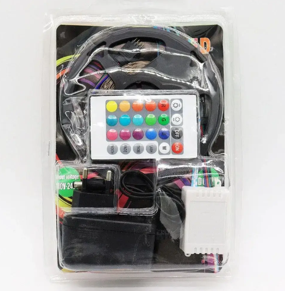 Светодиодная лента RGB (диод SMD 3528) с пультом управления и блоком питания, 5 метров 0230 фото
