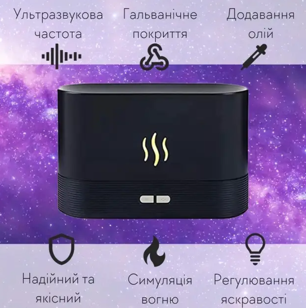 Нічник зволожувач повітря аромадифузор з імітацією полум'я 0418 фото
