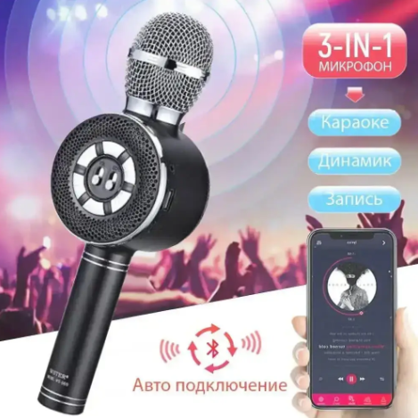 Бездротовий Bluetooth караоке мікрофон Wster WS-669 з функцією записування голосу 0233 фото