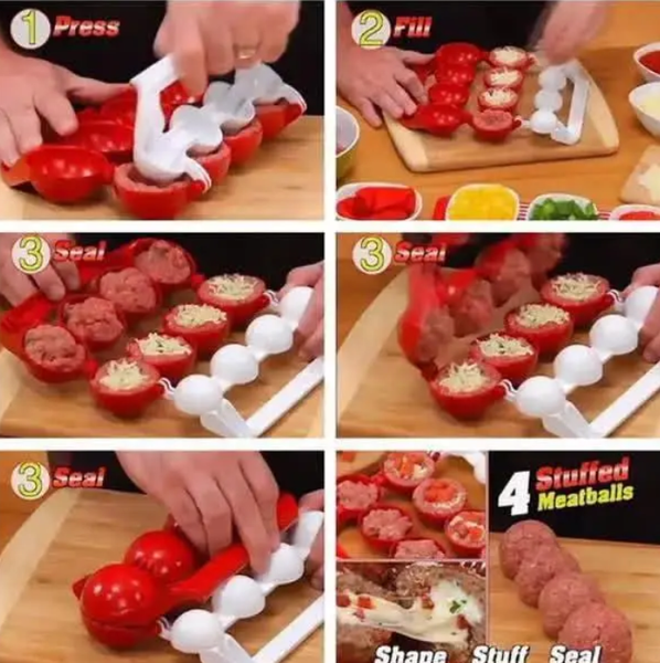 Форма для изготовления фрикаделек, мясных фаршированных шаров Stuffed Ball Maker Red 0234 фото