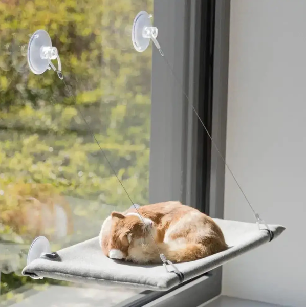 Лежанка гамак для кішок (до 22 кг) на вікно на присосках Microsoft mounted cat bed 0113 фото