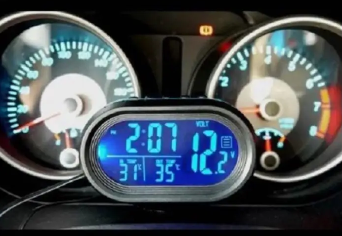 Годинник автомобільний з термометром та вольтметром VST 7009V 0674 фото
