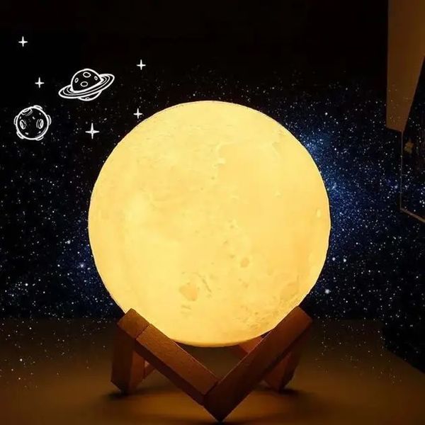 Ночник-луна с увлажнителем воздуха 3D Moon Lamp на подставке, настольный 0870 фото