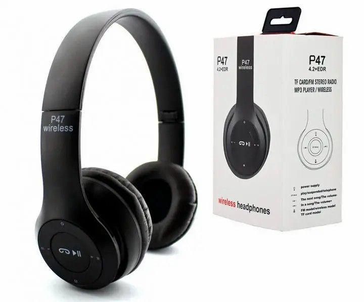 Навушники бездротові Wireless P-47 з Bluetooth з мікрофоном та підтримкою microSD-карти 0921 фото
