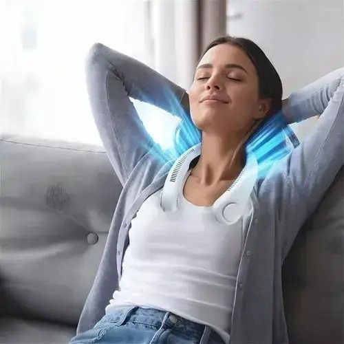 Міні вентилятор на акумуляторі для шиї 523-1 Cat-neck Fan 0922 фото