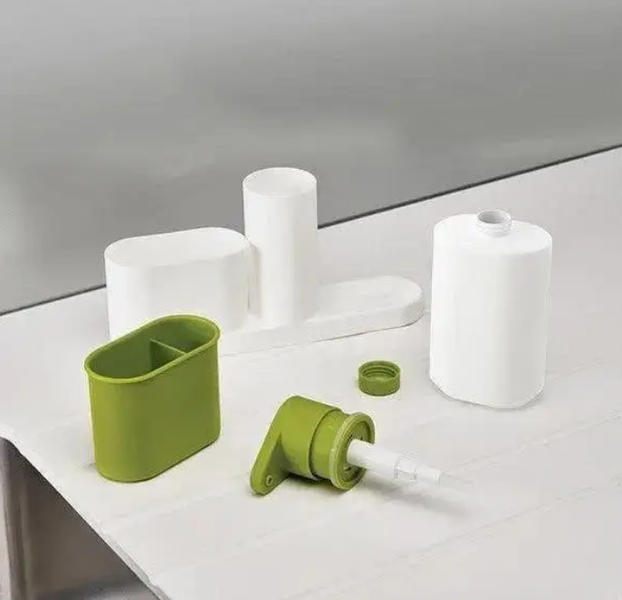 Органайзер для кухонной мойки SINK BASE PLUS 3в1 с подставкой для губки, бутылкой и дозатором для моющего средства 0241 фото