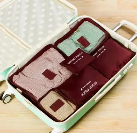 Набір сумок-органайзерів для зберігання речей Secret Pouch 6 шт, Бордовий 0081 фото