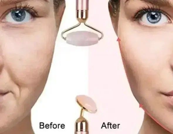 Роликовий масажер Flawless Contour вібраційний для обличчя та шиї рожевий з двома насадками компактний 0825 фото