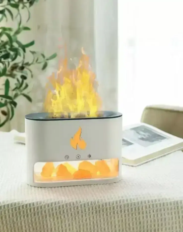 Ультразвуковий 3D зволожувач повітря з ефектом полум'я, соляна лампа, нічник камін, Білий 0608 фото