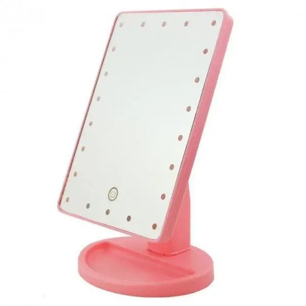 Дзеркало Magic MakeUp Mirror рожевого кольору із LED підсвіткою для нанесення макіяжу 0875 фото