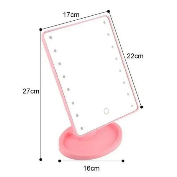 Дзеркало Magic MakeUp Mirror рожевого кольору із LED підсвіткою для нанесення макіяжу 0875 фото