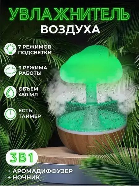 Зволожувач повітря Mushroom Drop Water у формі гриба, аромадифузор-нічник 0773 фото