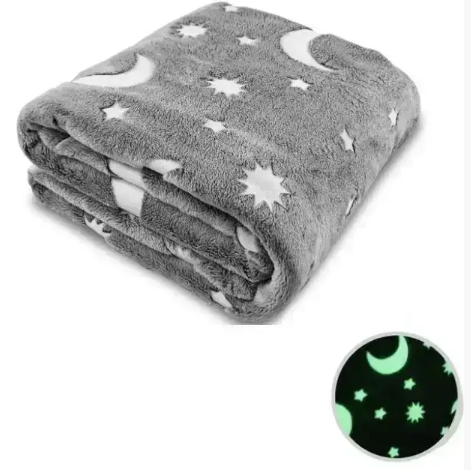 Плед дитячий Magic Blanket "Місяць + зірки" світиться в темряві (150х200 см), Сірий 0610 фото