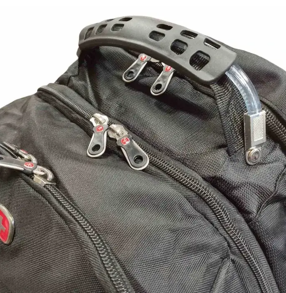 Рюкзак SwissGear 8810 швейцарский городской мужской, водостойкий, для ноутбука 17", 35&ndash;55 л, с USB, чёрный 0253 фото