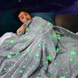 Плед дитячий Magic Blanket "Місяць + зірки" світиться в темряві (150х200 см), Сірий 0610 фото 3