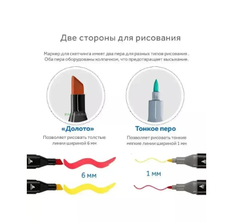 Двусторонние скетч маркеры на спиртовой основе в тканевом футляре (36 шт) 0537 фото