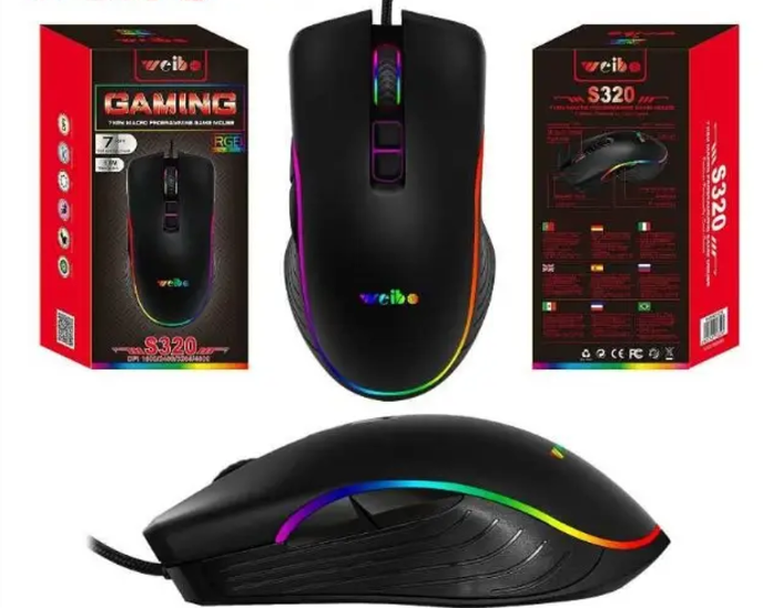Ігрова комп'ютерна миша з RGB підсвіткою Weibo S320 USB 4800 DPІ 0683 фото